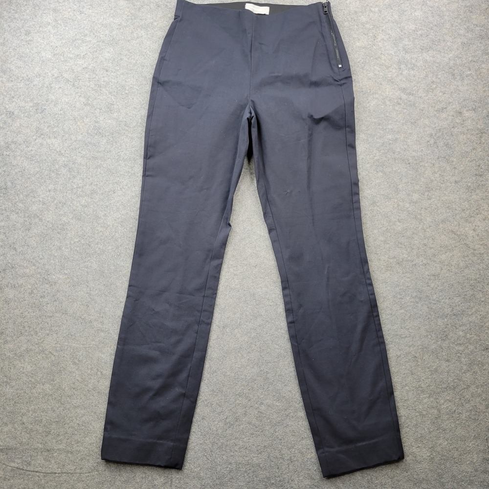 Everlane Pants Size 4  Navy Blue Slim Leg Trousers The Italian Go-Weave Side Zip